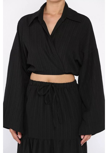 Kadın Bağlamalı Bluz Etek Ikili Takım (Astarlı Kullanım Önerilir) P-00017758 fırsatları