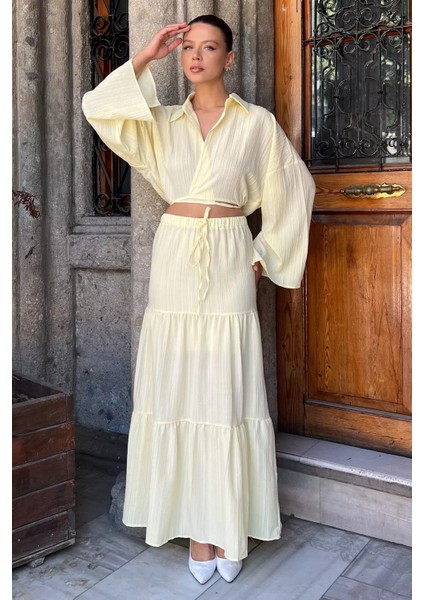 Kadın Bağlamalı Bluz Etek Ikili Takım (Astarlı Kullanım Önerilir) P-00017758