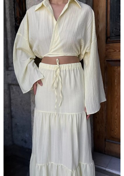 Kadın Bağlamalı Bluz Etek Ikili Takım (Astarlı Kullanım Önerilir) P-00017758 fırsatları