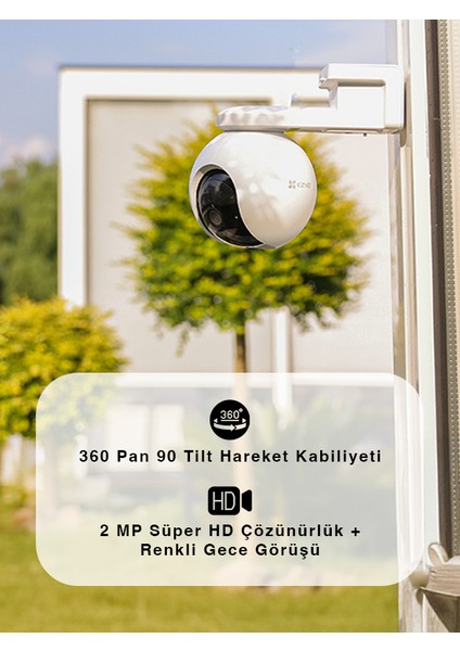 Ezvız Hb8 4 Mp Wi-Fi Bataryalı Ptz Güvenlik Kamerası – 360° Dönebilen, Gece Görüşlü, Akıllı Takip Özellikli, IP66 Su Geçirmez | Fynix Teknoloji