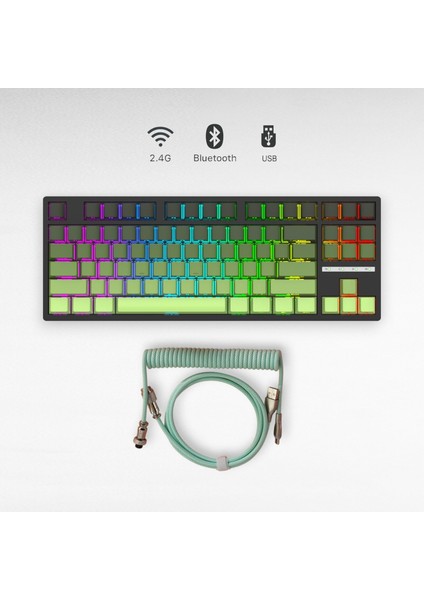 K88 Mekanik Oyun Klavyesi- 3 Modlu Hot Swap Rgb 4000 Mah Batarya + Coiled Klavye Kablosu