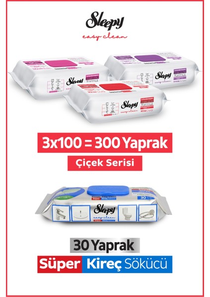 Easy Clean Çiçek Serisi&süper Kireç Sökücü Yüzey Temizlik HAVLUSU&MENDILI(3X100+30)