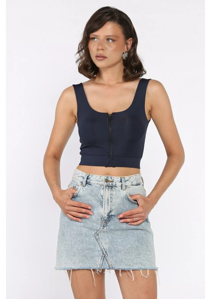 Kadın Ön Fermuarlı Pedli Likralı Büstiyer P-00017757