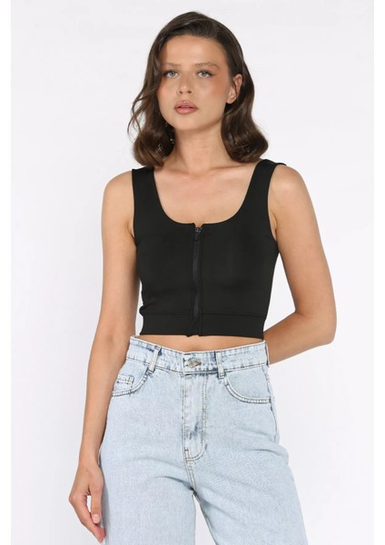 Kadın Ön Fermuarlı Pedli Likralı Büstiyer P-00017757