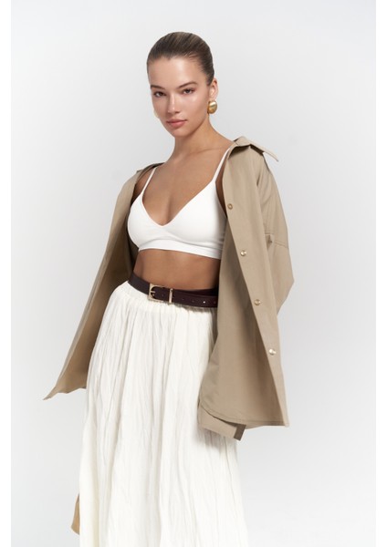Phoebe Oversize Taş Gömlek