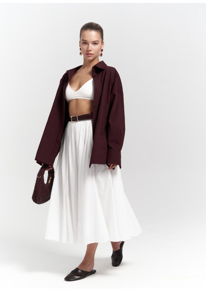Phoebe Oversize Bordo Gömlek