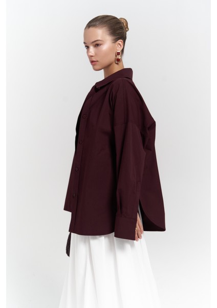 Phoebe Oversize Bordo Gömlek fırsatları