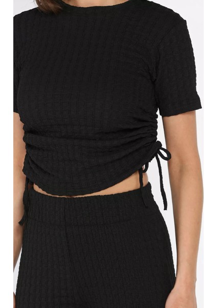 Yan Büzgülü Kadın Bluz Pantolon Ikili Takım P-00017735 fırsatları