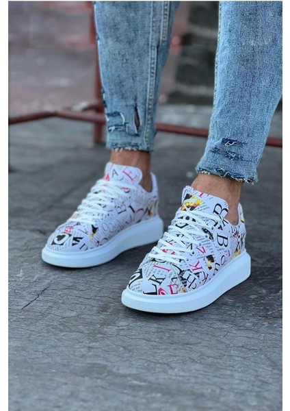 HS501 Dergi Desenli Boyalı Erkek Casual Ayakkabı