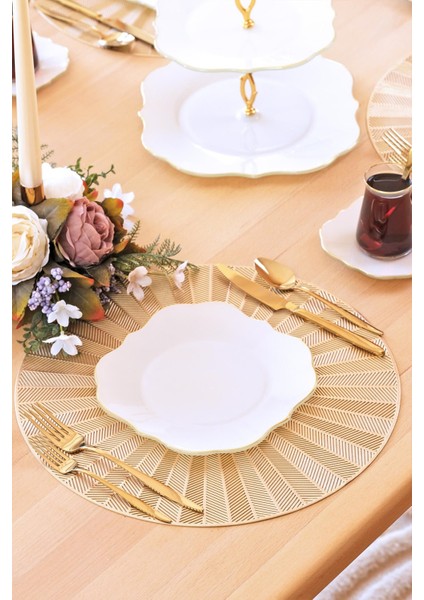 Lotus Krem Altın Yaldızlı 6 Kişilik 26 Parça Pasta Takımı fiyatları
