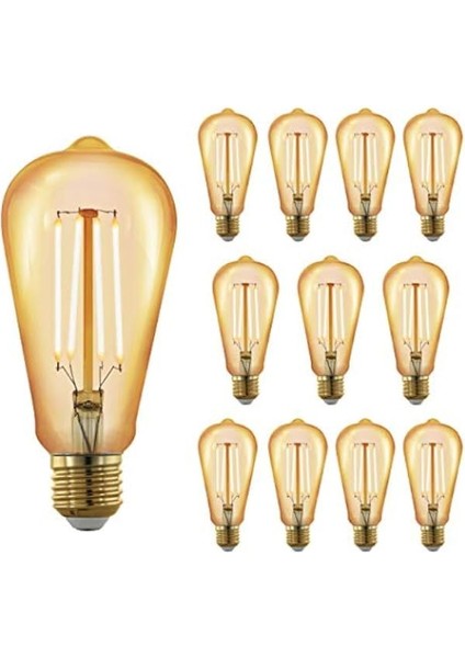 10 Adet 4 Watt Amber Işık Kaliteli Rustik Ampul, 300 Lümen 4 Watt 25000K Amber Işık LED Rustik Ampul