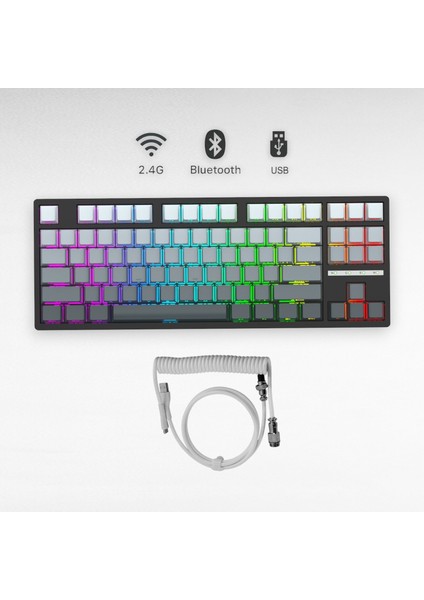 K88 Mekanik Oyun Klavyesi- 3 Modlu Hot Swap Rgb 4000 Mah Batarya + Coiled Klavye Kablosu