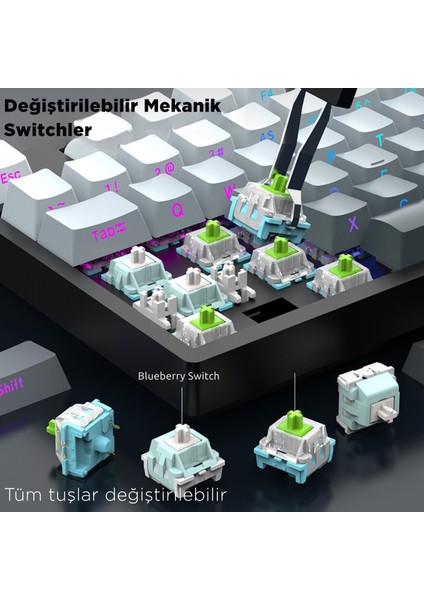 K88 Mekanik Oyun Klavyesi- 3 Modlu Hot Swap Rgb 4000 Mah Batarya + Coiled Klavye Kablosu fırsatları