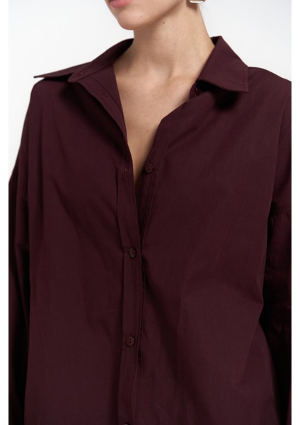 Phoebe Oversize Bordo Gömlek