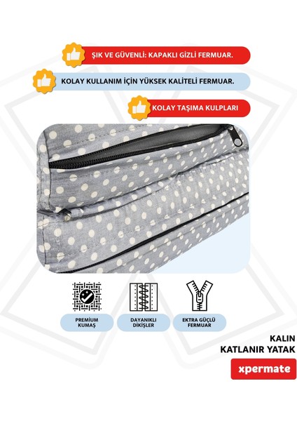 Katlanır Yatak Yer Yatağı Katlanır Sünger Yatak Misafir Yatağı 70X180X6 Gri Puantiyeli fırsatları