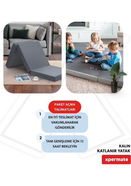 Katlanır Yatak Yer Yatağı Katlanır Sünger Yatak Misafir Yatağı 70X180X6 Gri Puantiyeli indirimleri