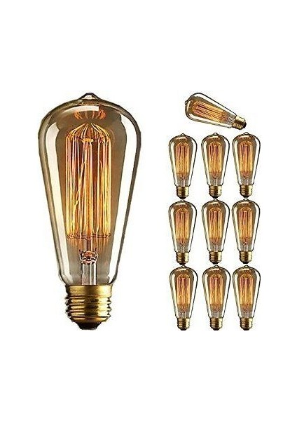 10 Adet 4 Watt Amber Işık Kaliteli Rustik Ampul, 300 Lümen 4 Watt 25000K Amber Işık LED Rustik Ampul