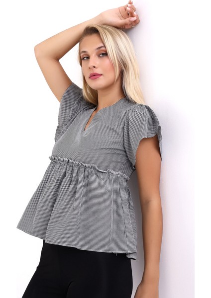 Kadın V Yaka Kısa Kollu Bluz 7002-461-0001 fiyatları