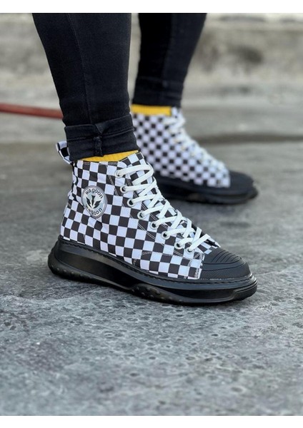 HS017 Damalı Erkek Yarım Bilek Casual Ayakkabı
