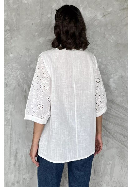 Kadın Nakışlı Keten Bluz P-00017693 modelleri