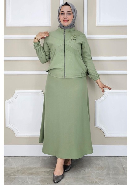 Kadın Taş Detaylı Simli Tesettür Takım modelleri