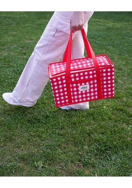 Alas Termo Lüks Piknik Çantası Kırmızı Ekoseli 35 x 20 x 20 cm fiyatları