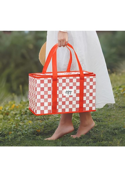 Alas Termo Lüks Piknik Çantası Kırmızı Ekoseli 35 x 20 x 20 cm indirimleri