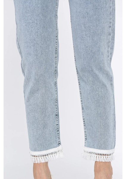 Paça Püskül Detaylı Kadın Jean Kot Pantolon P-00017703 modelleri