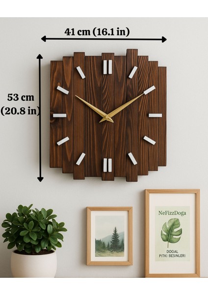 El Yapımı Ahşap Duvar Saati (53X41 Cm) – Ceviz Vernikli 1. Sınıf Çam – Dekoratif & Rustik Tasarım modelleri
