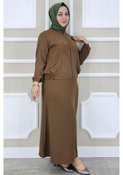 Kadın Taş Detaylı Simli Tesettür Takım