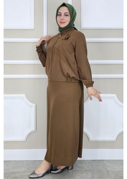 Kadın Taş Detaylı Simli Tesettür Takım fiyatları