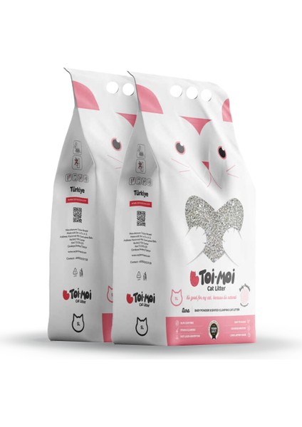 2’li Avantaj Paketi - Bebek Pudrası Kokulu Sodyum Bentonit Kedi Kumu 2x5 L