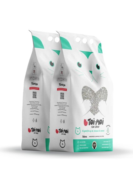 2’li Avantaj Paketi - Kokusuz Sodyum Bentonit Kedi Kumu 2x5 L