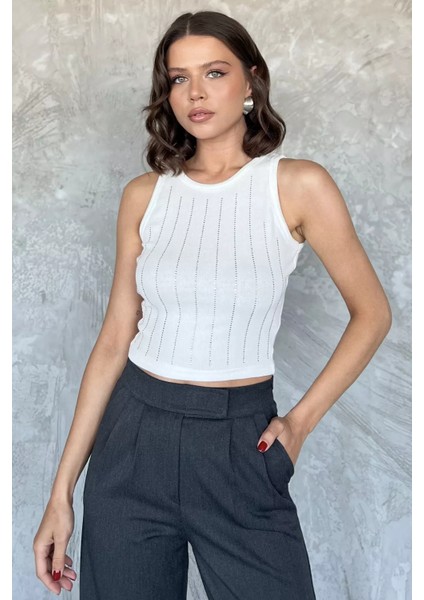 Kadın Likralı Taşlı Sıfır Kol Bluz P-00017700 fiyatları