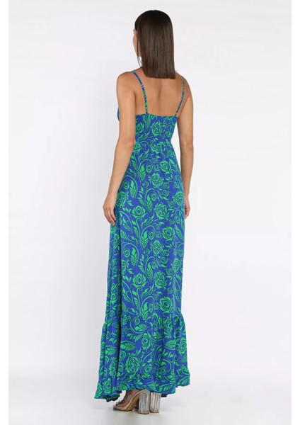 Ip Askılı Bel Bağcıklı Desenli Viskon Elbise P-00017237 modelleri