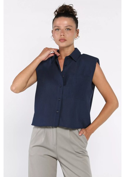 Vatkalı Sıfır Kol Kadın Gömlek P-00017530 fiyatları