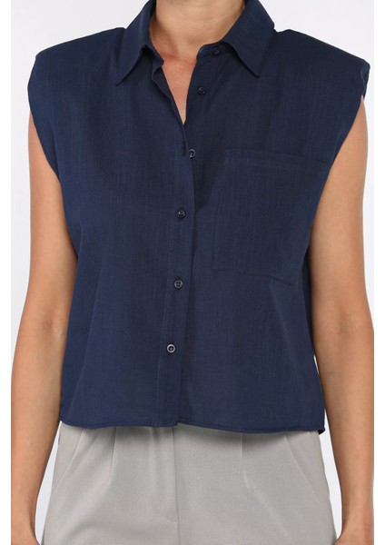 Vatkalı Sıfır Kol Kadın Gömlek P-00017530 fırsatları