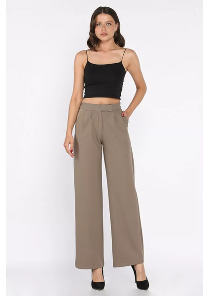 Kadın Bel Lastikli Cırtlı Palazzo Pantolon P-00017609