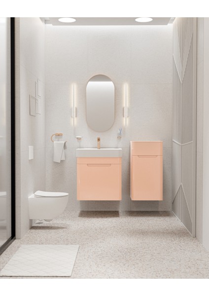 Colorit Çekmeceli Lavabo Dolabı 60 cm Şeftali Tüyü