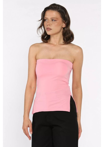 Kadın Yanlar Yırtmaçlı Büzgü Detaylı Pedli Straplez Büstiyer P-00016104 fiyatları