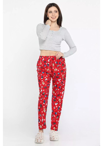 Kadın Desenli Polar Pijama Altı P-00014679