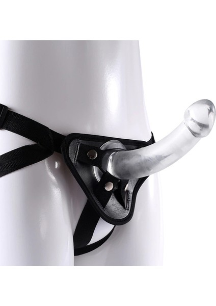 Strapon Düz Yüzeyli Şeffaf Jel Dildo S Size 14CM