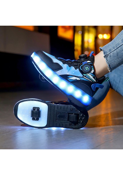 Çift Tekerlekli Görünmez Patenler, USB Şarjlı LED Işıklı Kaykay Ayakkabıları (Yurt Dışından)