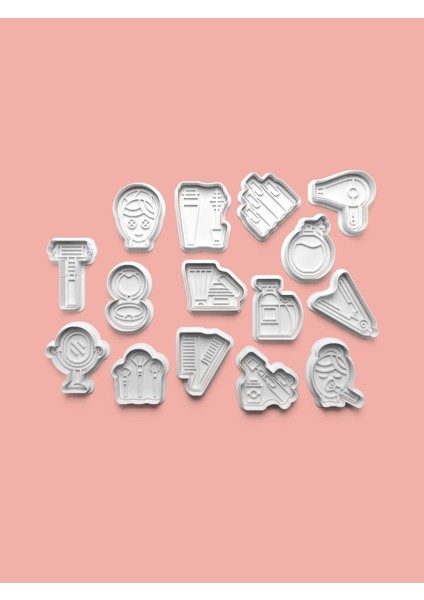 Kuaför Malzemeleri Kurabiye Kalıbı ve Şeker Hamuru Kalıbı 15'li Set