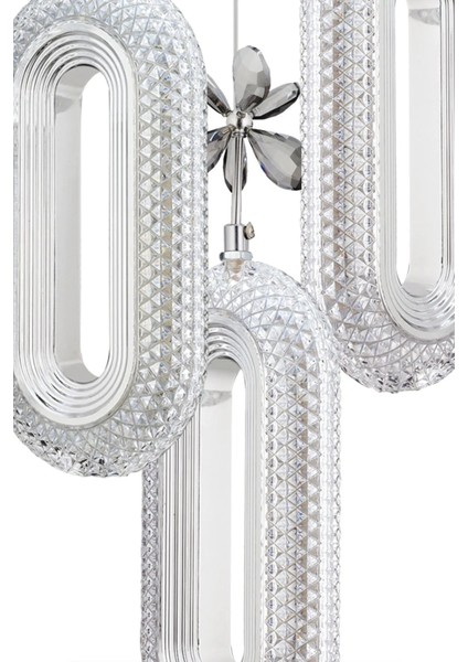 LED Alfa 3'li Gümüş Kumandalı 3 Renk Ledli Kristal Taşlı Modern LED Avize fırsatları