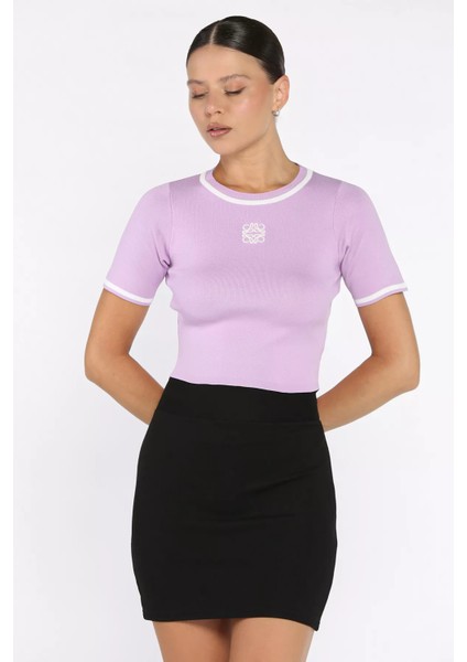 Bisiklet Yaka Nakış Detaylı Likralı Kadın Triko Bluz P-00009103 fiyatları