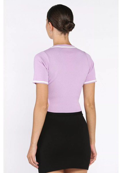 Bisiklet Yaka Nakış Detaylı Likralı Kadın Triko Bluz P-00009103 fırsatları