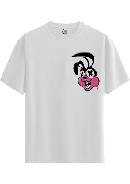 Twisted Bunny - %100 Pamuklu Erkek Beyaz Tişört - Premium Quality