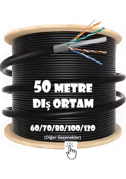 Dış Ortam Dış Mekan / Cat6 Internet Kablosu / High Speed / Double Layer / Outdoor Cable / 50 Metre