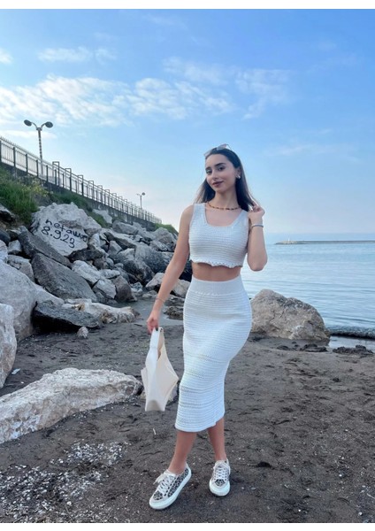 Kadın Yazlık Örme Krem Rengi Alt Üst Takım fiyatları